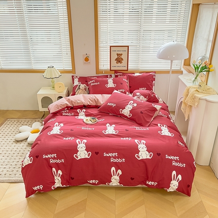 寐眠 2023新款13372全棉印花四件套 爱心小兔