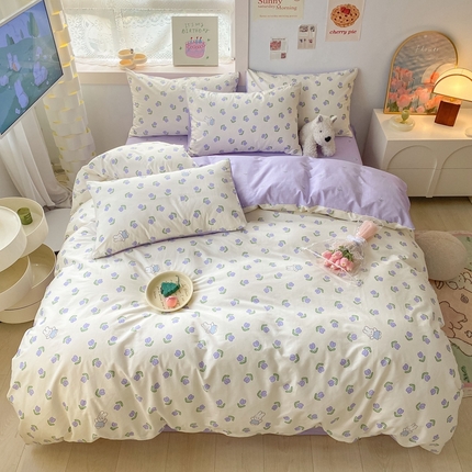 寐眠 2023新款13372全棉印花四件套 郁金香小兔