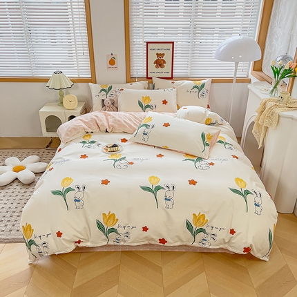 寐眠 2023新款13372全棉印花四件套 花园小兔