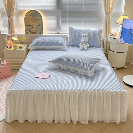 91家纺网 家纺一手货源 找家纺 （总）2024新款A类3D魔法冰豆豆科技凉席床裙款三件套系列