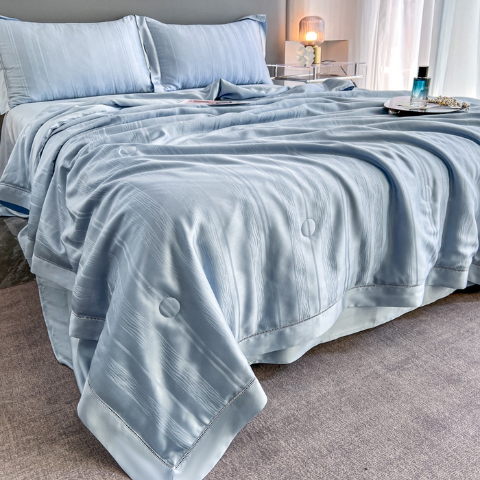 91家纺网 家纺一手货源 找家纺 佳居缘 2024新款60天丝夏被四件套-倾心 倾心-幻境兰