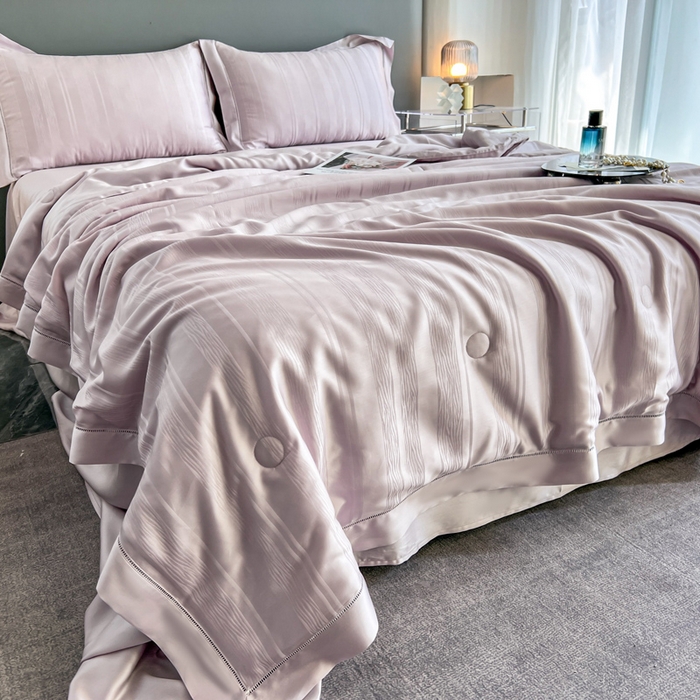 91家纺网 家纺一手货源 找家纺 佳居缘 2024新款60天丝夏被四件套-倾心 倾心-罗兰紫