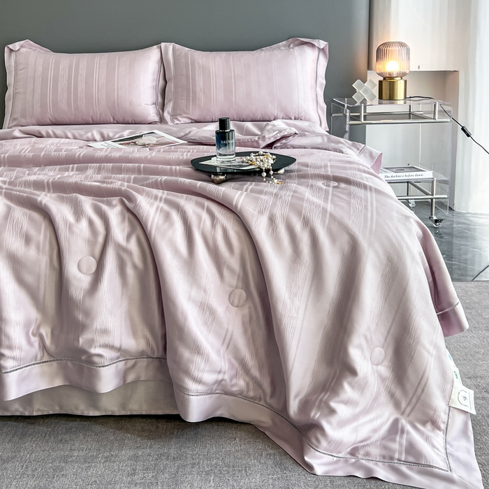 91家纺网 家纺一手货源 找家纺 佳居缘 2024新款60天丝夏被四件套-倾心 倾心-罗兰紫