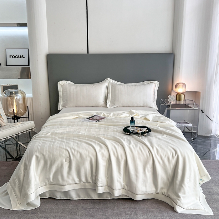 91家纺网 家纺一手货源 找家纺 佳居缘 2024新款60天丝夏被四件套-倾心 倾心-珍珠白