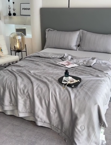 91家纺网 家纺一手货源 找家纺 佳居缘 2024新款60天丝夏被四件套-倾心 倾心-绅士灰