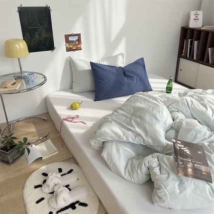 91家纺网 家纺一手货源 找家纺 （总）六巷胡同 2023新款ins博主风三色混搭水洗棉四件套