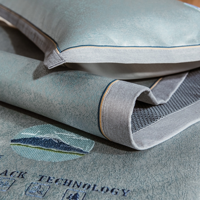 91家纺网 家纺一手货源 找家纺 2023全季家居纯色凉感肌理纹富士款冰丝凉席 富士款-墨绿