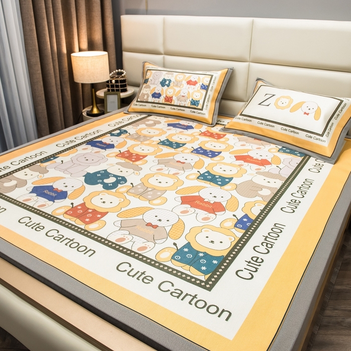 91家纺网 家纺一手货源 找家纺 2023全季家居纯色凉感肌理纹富士款冰丝凉席 富士款-浅咖