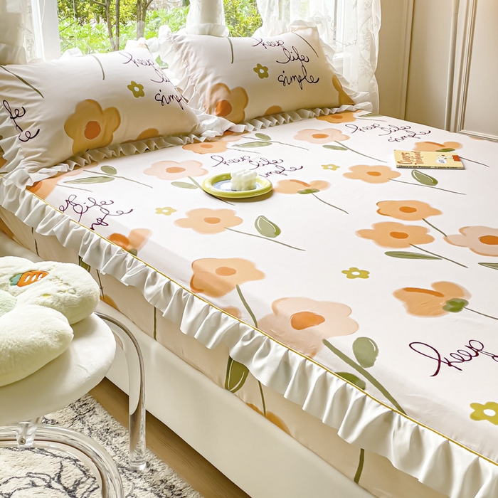 91家纺网 家纺一手货源 找家纺 金丝鸟家纺 2023新款全棉花边床笠 倩影