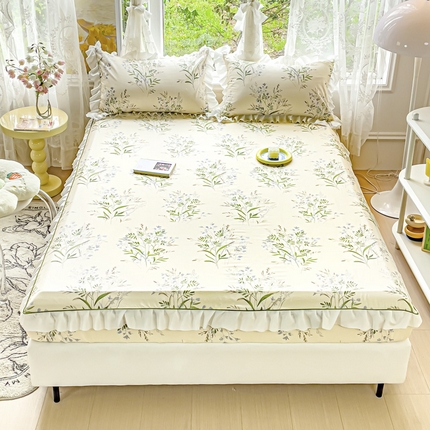 金丝鸟家纺 2023新款全棉花边床笠 柳叶草