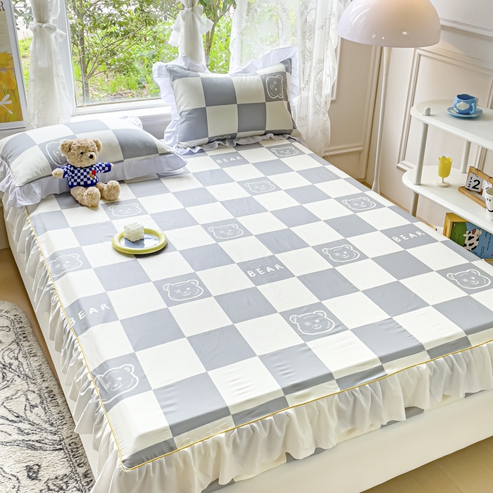 91家纺网 家纺一手货源 找家纺 金丝鸟家纺 2023新款全棉花边床笠 无影熊