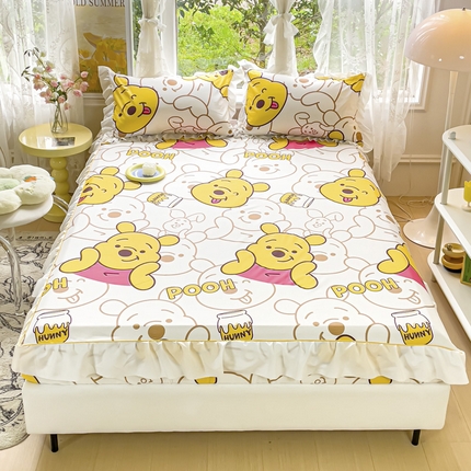 金丝鸟家纺 2023新款全棉花边床笠 蜜糖维尼