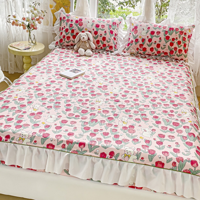 91家纺网 家纺一手货源 找家纺 金丝鸟家纺 2023新款全棉花边床笠 馥郁