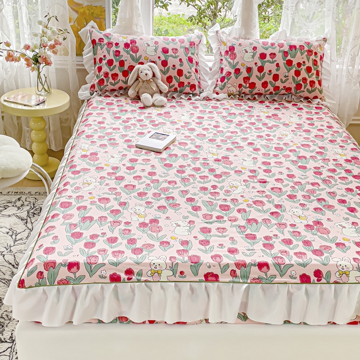 91家纺网 家纺一手货源 找家纺 金丝鸟家纺 2023新款全棉花边床笠 馥郁