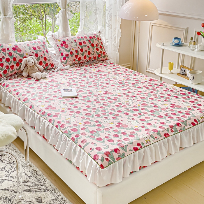 91家纺网 家纺一手货源 找家纺 金丝鸟家纺 2023新款全棉花边床笠 馥郁