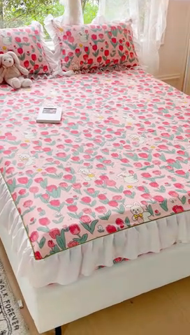 91家纺网 家纺一手货源 找家纺 金丝鸟家纺 2023新款全棉花边床笠 馥郁