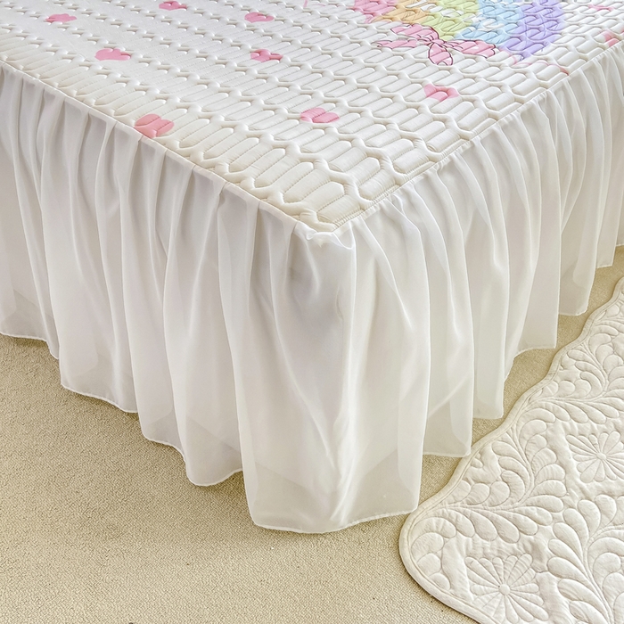 91家纺网 家纺一手货源 找家纺 （总）慕澄 2023新款小版雪纺床裙款乳胶凉席