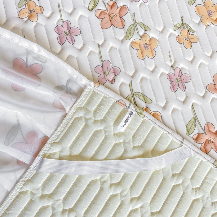 91家纺网 家纺一手货源 找家纺 慕澄 2023新款小版雪纺床裙款乳胶凉席 繁星碎花