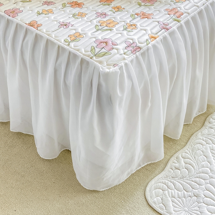 91家纺网 家纺一手货源 找家纺 慕澄 2023新款小版雪纺床裙款乳胶凉席 繁星碎花