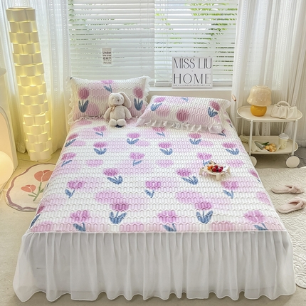 慕澄 2023新款小版雪纺床裙款乳胶凉席 花影