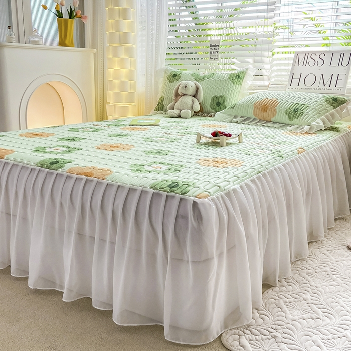 91家纺网 家纺一手货源 找家纺 慕澄 2023新款小版雪纺床裙款乳胶凉席 幻想曲