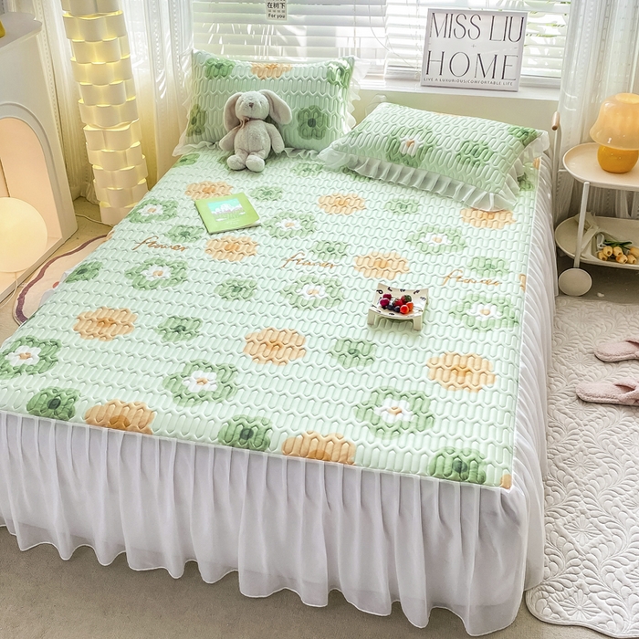 91家纺网 家纺一手货源 找家纺 慕澄 2023新款小版雪纺床裙款乳胶凉席 幻想曲