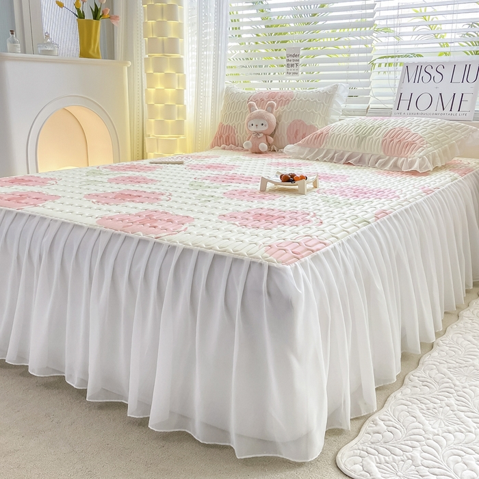 91家纺网 家纺一手货源 找家纺 慕澄 2023新款小版雪纺床裙款乳胶凉席 美丽