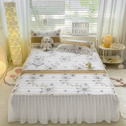 慕澄 2023新款小版雪纺床裙款乳胶凉席 仙草