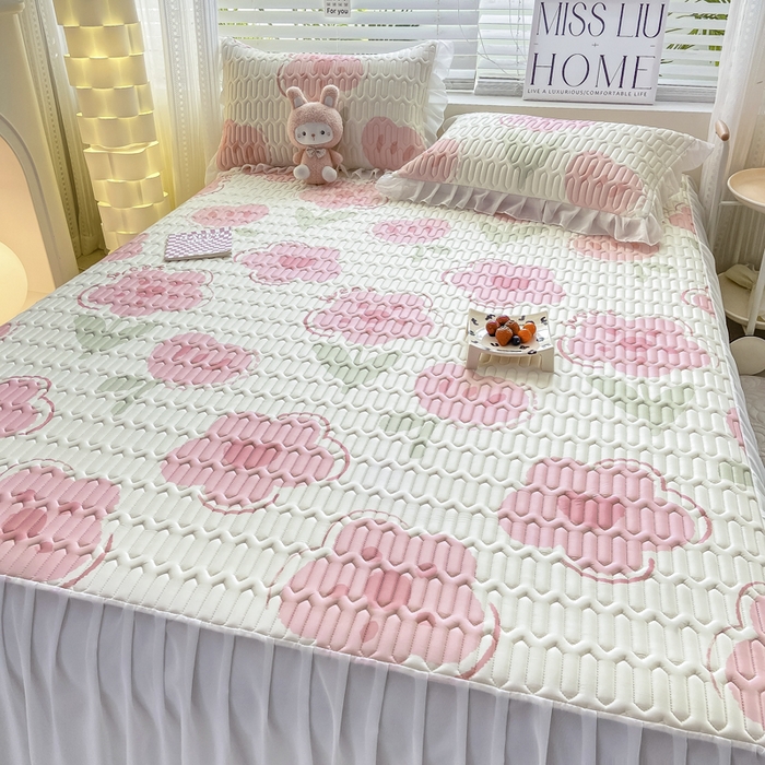 91家纺网 家纺一手货源 找家纺 慕澄 2023新款小版雪纺床裙款乳胶凉席 美丽