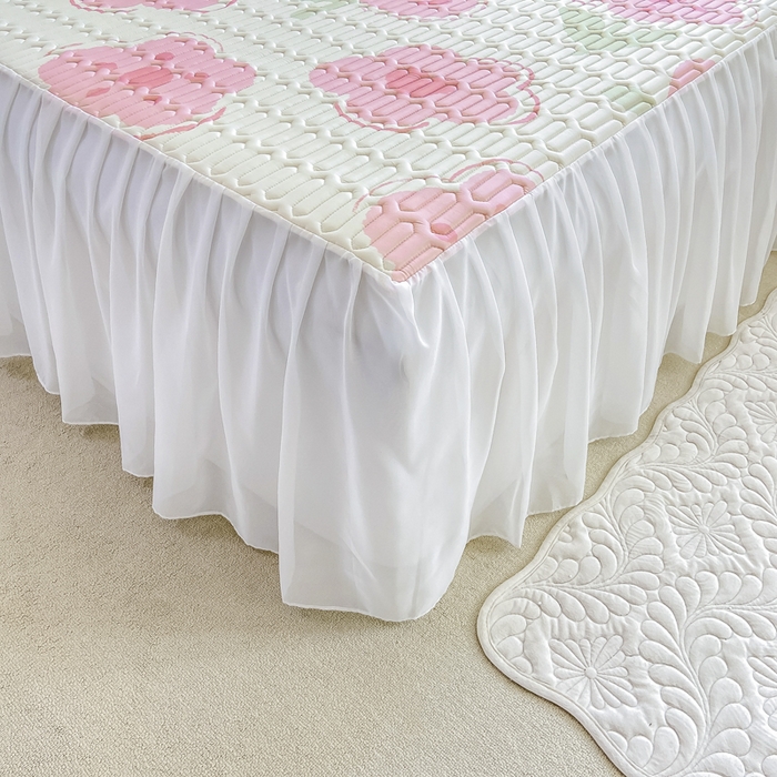 91家纺网 家纺一手货源 找家纺 慕澄 2023新款小版雪纺床裙款乳胶凉席 美丽