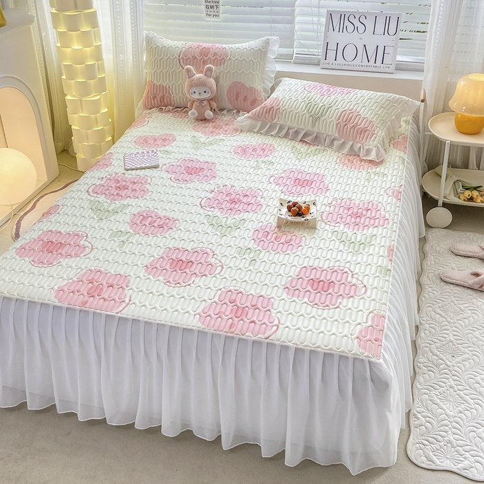 91家纺网 家纺一手货源 找家纺 慕澄 2023新款小版雪纺床裙款乳胶凉席 美丽