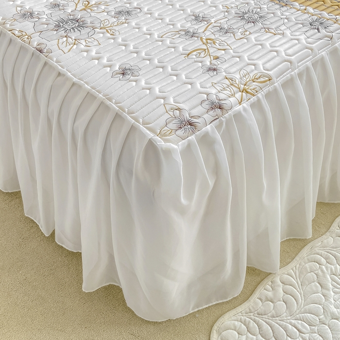 91家纺网 家纺一手货源 找家纺 慕澄 2023新款小版雪纺床裙款乳胶凉席 仙草