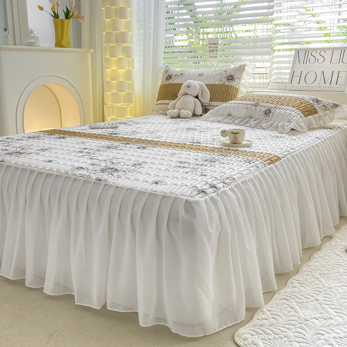 91家纺网 家纺一手货源 找家纺 慕澄 2023新款小版雪纺床裙款乳胶凉席 仙草