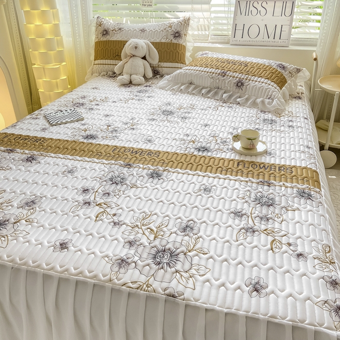 91家纺网 家纺一手货源 找家纺 慕澄 2023新款小版雪纺床裙款乳胶凉席 仙草