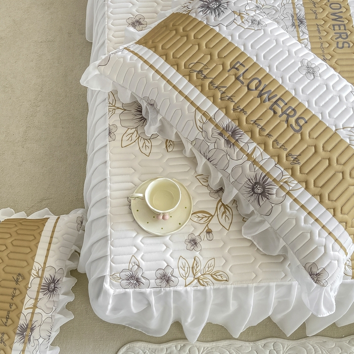 91家纺网 家纺一手货源 找家纺 慕澄 2023新款小版雪纺床裙款乳胶凉席 仙草