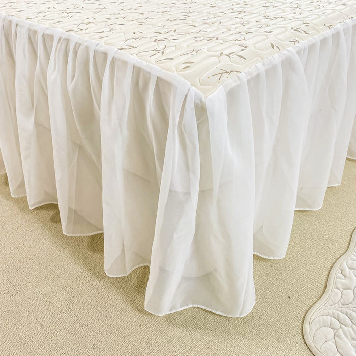 91家纺网 家纺一手货源 找家纺 慕澄 2023新款小版雪纺床裙款乳胶凉席 叶子青青