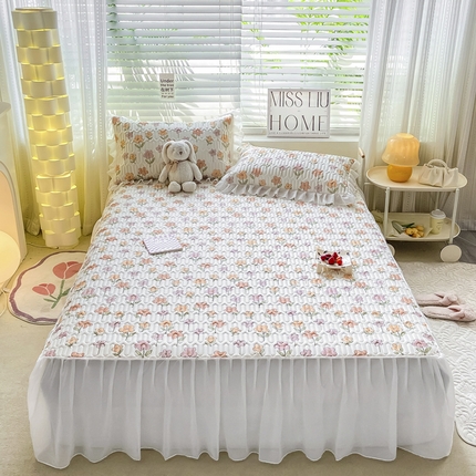 91家纺网 家纺一手货源 找家纺 （总）慕澄 2023新款小版雪纺床裙款乳胶凉席