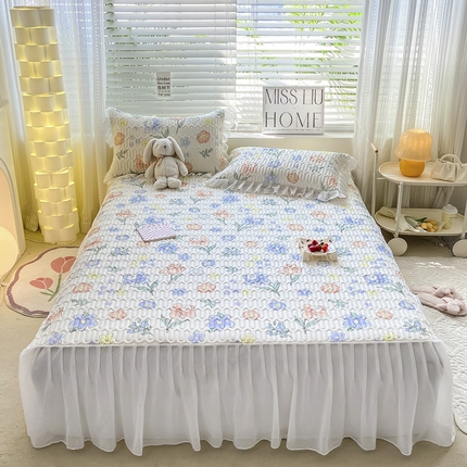 91家纺网 家纺一手货源 找家纺 （总）慕澄 2023新款小版雪纺床裙款乳胶凉席