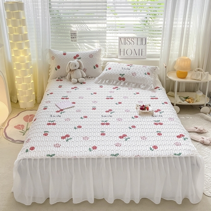 91家纺网 家纺一手货源 找家纺 （总）慕澄 2023新款小版雪纺床裙款乳胶凉席