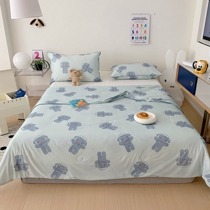 91家纺网 家纺一手货源 找家纺 （总）全季 2023现款家居氨纶凉感卡通小清新夏被