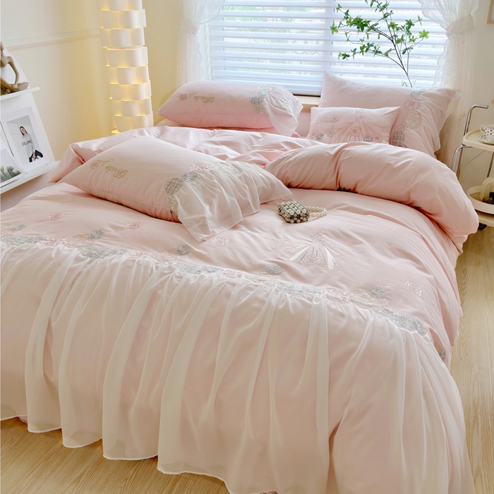 91家纺网 家纺一手货源 找家纺 （总）亲亲公主 2025新款全棉蕾丝公主风四件套-芊芊公主