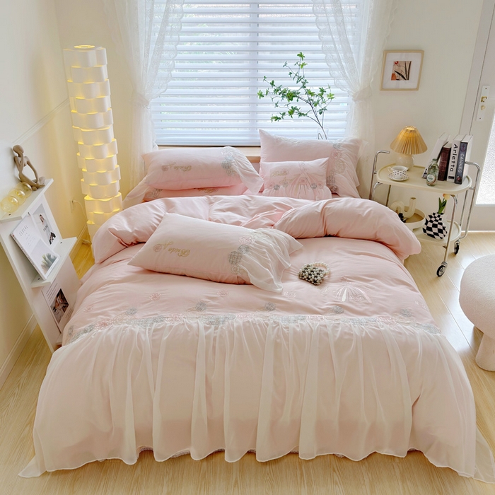 91家纺网 家纺一手货源 找家纺 （总）亲亲公主 2025新款全棉蕾丝公主风四件套-芊芊公主