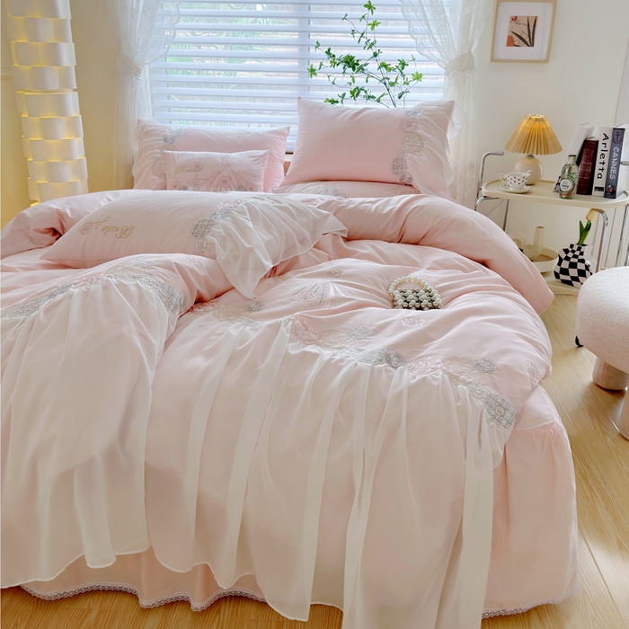 91家纺网 家纺一手货源 找家纺 （总）亲亲公主 2025新款全棉蕾丝公主风四件套-芊芊公主