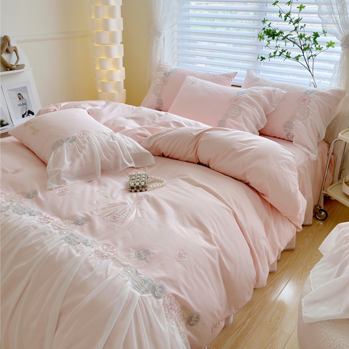 91家纺网 家纺一手货源 找家纺 （总）亲亲公主 2025新款全棉蕾丝公主风四件套-芊芊公主