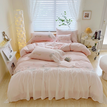 91家纺网 家纺一手货源 找家纺 （总）亲亲公主 2025新款全棉蕾丝公主风四件套-芊芊公主