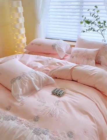 91家纺网 家纺一手货源 找家纺 （总）亲亲公主 2025新款全棉蕾丝公主风四件套-芊芊公主