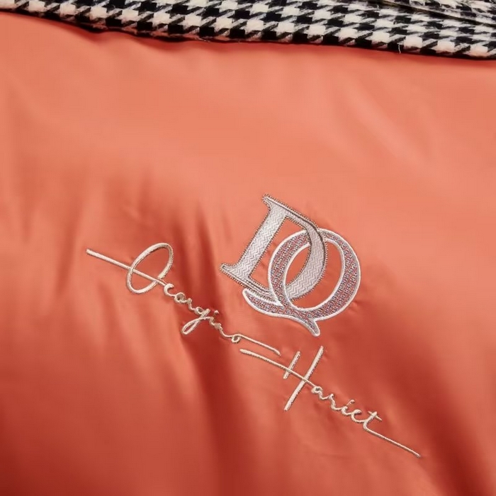 91家纺网 家纺一手货源 找家纺 U品汇 2023新品100支60s长绒棉宽边刺绣花纯棉全棉四件套直播 凯伦-奶油橙