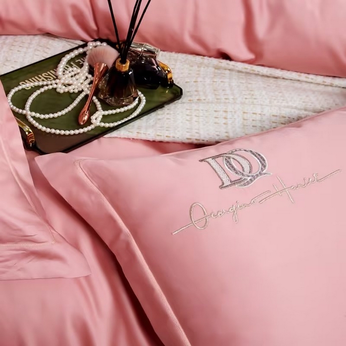 91家纺网 家纺一手货源 找家纺 U品汇 2023新品100支60s长绒棉宽边刺绣花纯棉全棉四件套直播 凯伦-雅黛粉