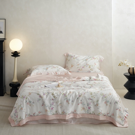 丽笙 2023新款A类兰精天丝印花镂空夏被 清浅