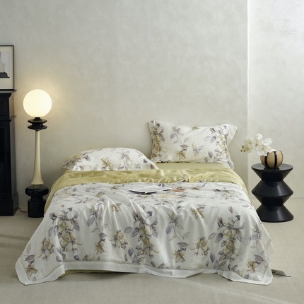 丽笙 2023新款A类兰精天丝印花镂空夏被 阳光樱花